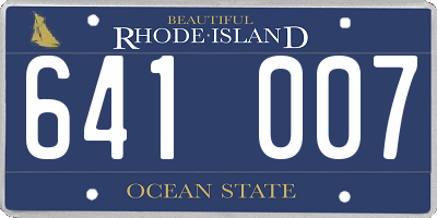RI license plate 641007