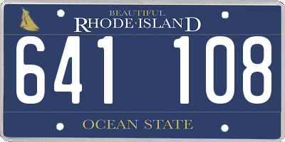 RI license plate 641108