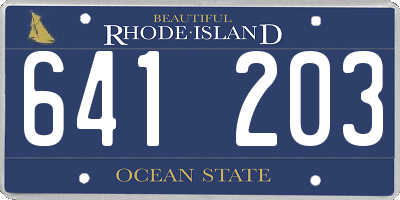 RI license plate 641203