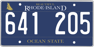 RI license plate 641205