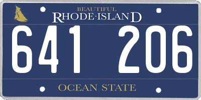 RI license plate 641206