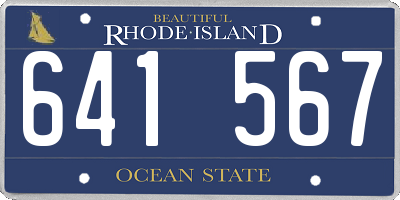 RI license plate 641567