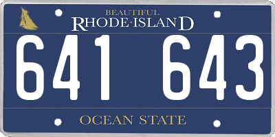 RI license plate 641643