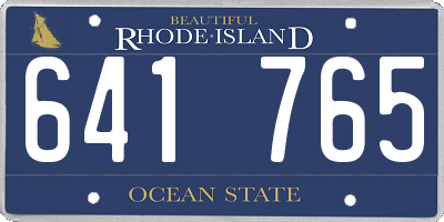 RI license plate 641765