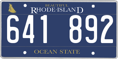 RI license plate 641892