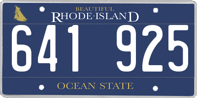 RI license plate 641925