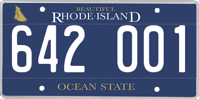RI license plate 642001