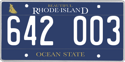 RI license plate 642003