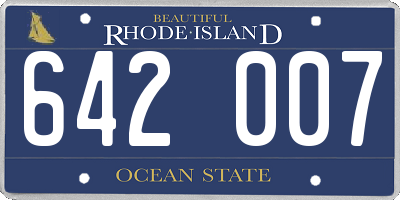 RI license plate 642007