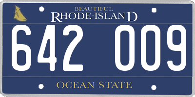 RI license plate 642009
