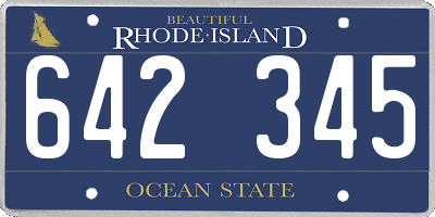 RI license plate 642345