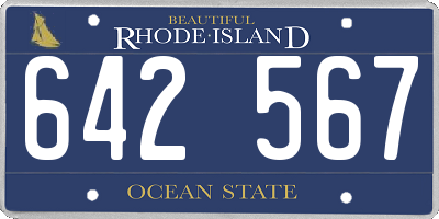 RI license plate 642567