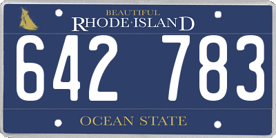 RI license plate 642783