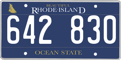 RI license plate 642830