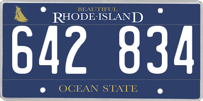 RI license plate 642834