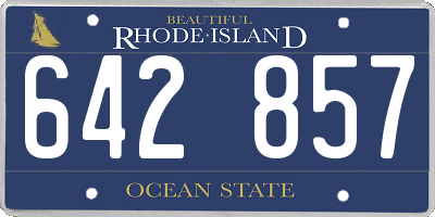 RI license plate 642857