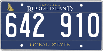 RI license plate 642910