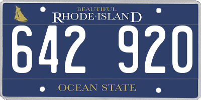 RI license plate 642920