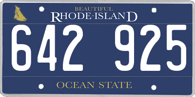 RI license plate 642925