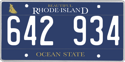 RI license plate 642934