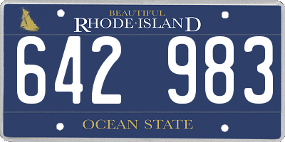 RI license plate 642983
