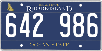 RI license plate 642986