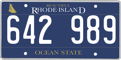 RI license plate 642989