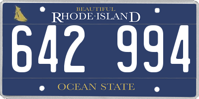 RI license plate 642994