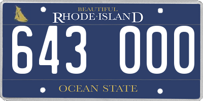 RI license plate 643000