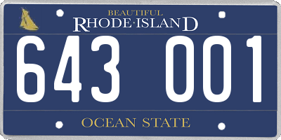 RI license plate 643001