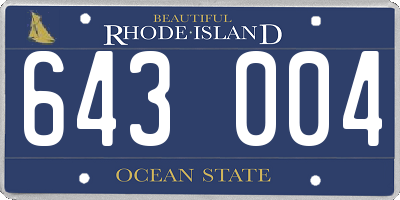 RI license plate 643004