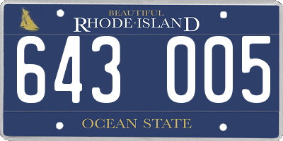 RI license plate 643005