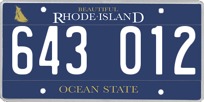 RI license plate 643012