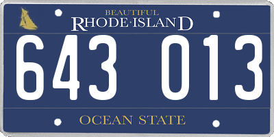 RI license plate 643013