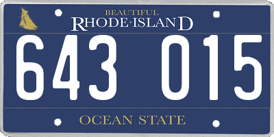 RI license plate 643015