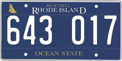 RI license plate 643017