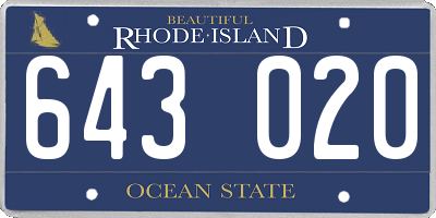 RI license plate 643020