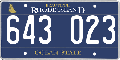 RI license plate 643023