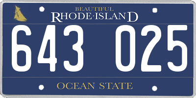 RI license plate 643025