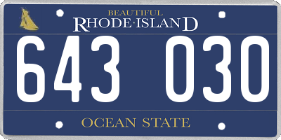 RI license plate 643030