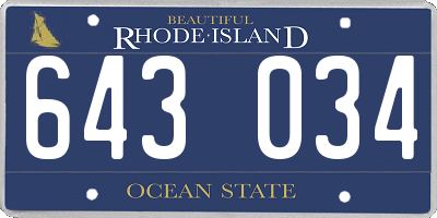 RI license plate 643034
