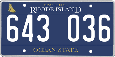 RI license plate 643036