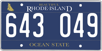 RI license plate 643049