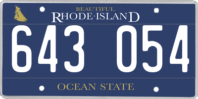 RI license plate 643054