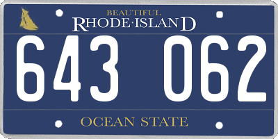 RI license plate 643062