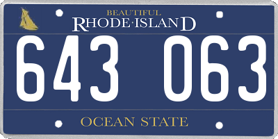 RI license plate 643063