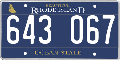 RI license plate 643067