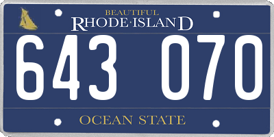 RI license plate 643070
