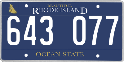 RI license plate 643077