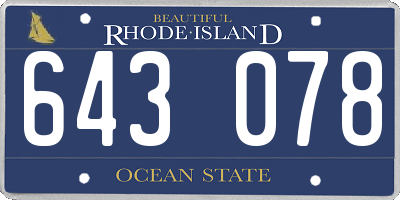 RI license plate 643078